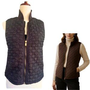 MICHAEL KORS Brown Mixed Material Quilted Front Ribbed Knit Back Size S